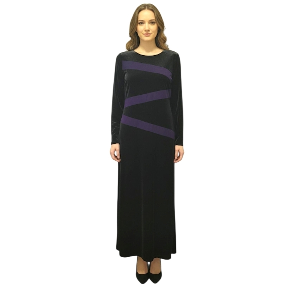 Purple Velvet Shelli Segal‎ Long Sleeve Dress
